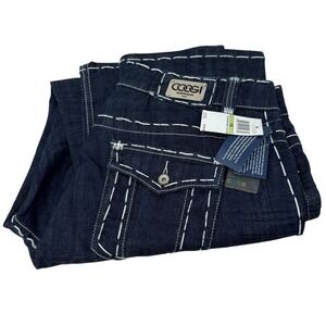 COOGI Womens NWT Dark Wash Jeans White‎ Hand Stitched Super Rare 90's Size 18